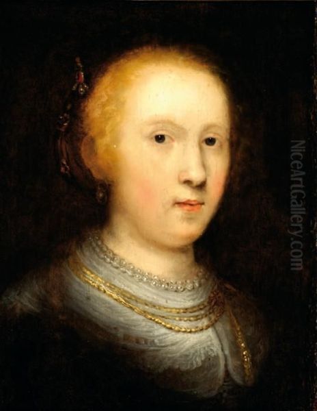 Portrait Of Liesbeth Harmensdr. Van Rijn Oil Painting by Rembrandt Van Rijn