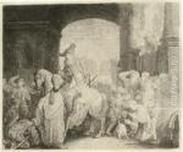 The Triumph Of Mordechai (b., Holl. 40; H. 172) Oil Painting by Rembrandt Van Rijn