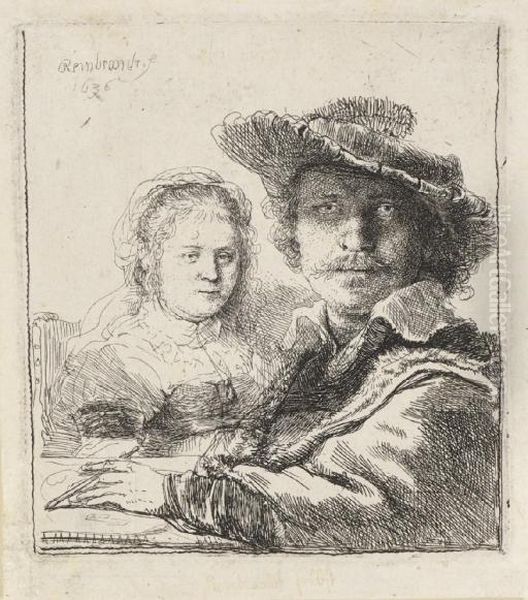 Self-portrait With Saskia (b., Holl. 19; H. 144) Oil Painting by Rembrandt Van Rijn