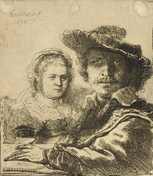 Self-portrait With Saskia Oil Painting by Rembrandt Van Rijn