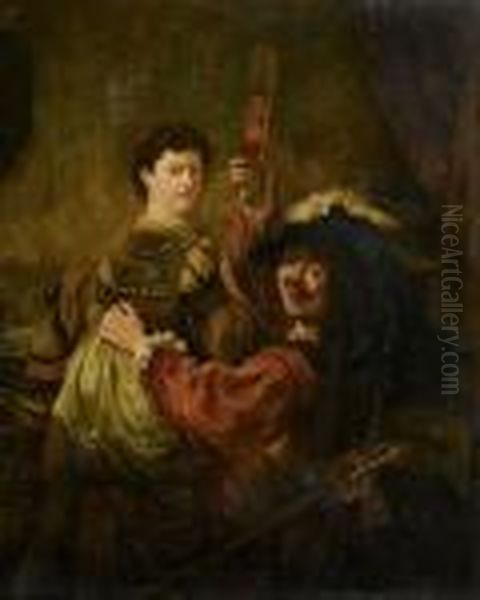 Selbstportrait Mit Seiner Frau. Oil Painting by Rembrandt Van Rijn