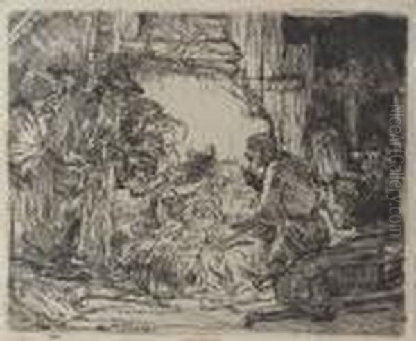 The Adoration Of The Shepherds: With The Lamp Oil Painting by Rembrandt Van Rijn