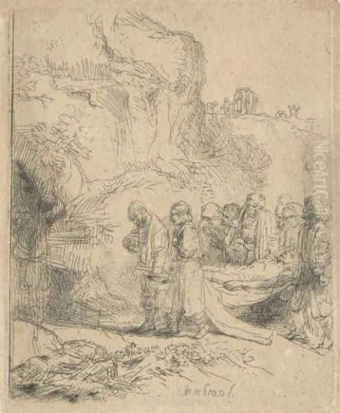 Christ Carried To The Tomb (b., Holl. 84; H. 215) Oil Painting by Rembrandt Van Rijn