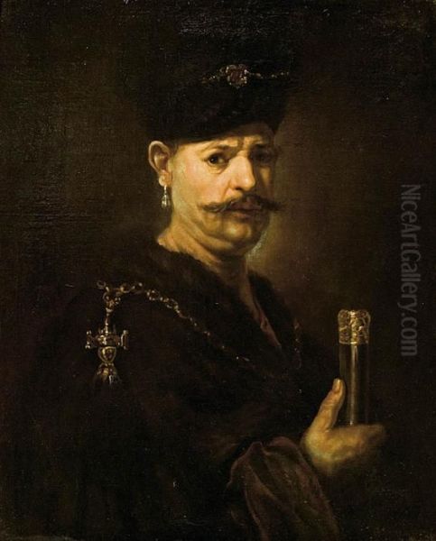 Polpostac Mezczyzny W Stroju Polskim Oil Painting by Rembrandt Van Rijn