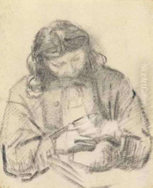 Seated Man, Half Length, At Work Oil Painting by Rembrandt Van Rijn