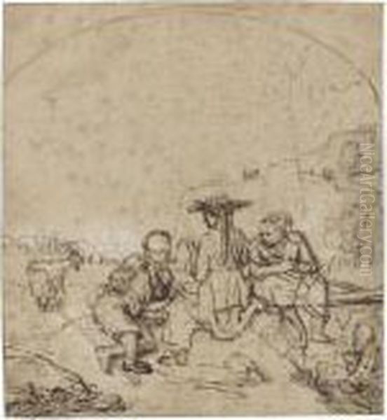 Pastoral Scene Oil Painting by Rembrandt Van Rijn