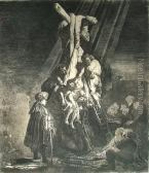 The Descent From The Cross: The Second Plate Oil Painting by Rembrandt Van Rijn