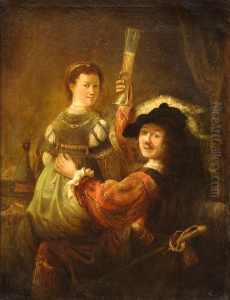 Selbstportrait Mit Saskia. Oil Painting by Rembrandt Van Rijn