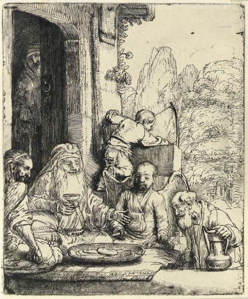 Abraham Entertaining The Angels (b., Holl. 29; H. 286) by Rembrandt Van Rijn