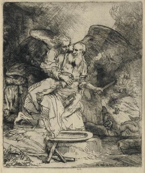 Abraham's Sacrifice (b., Holl. 35; H. 283) Oil Painting by Rembrandt Van Rijn