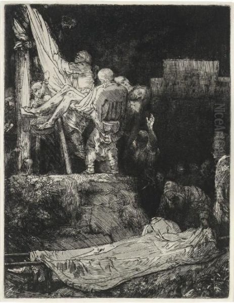 The Descent From The Cross By Torchlight (b., Holl. 83; H. 280) Oil Painting by Rembrandt Van Rijn