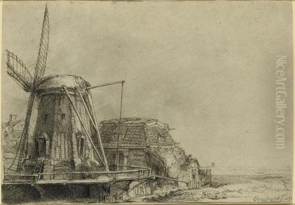 The Windmill (b., Holl. 233; H. 179) Oil Painting by Rembrandt Van Rijn