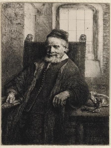 Jan Lutma, Goldsmith (b., Holl. 276; H. 290) Oil Painting by Rembrandt Van Rijn