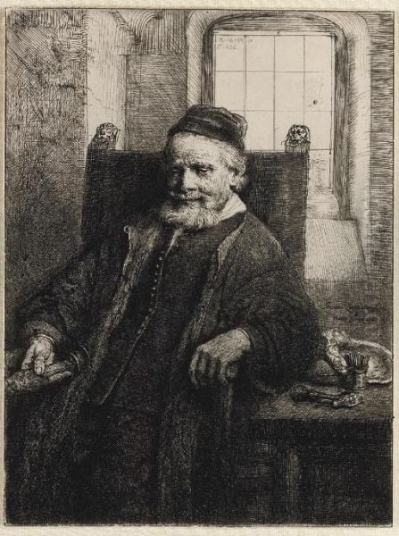 Jan Lutma, Goldsmith (b., Holl. 276; H. 290) Oil Painting by Rembrandt Van Rijn