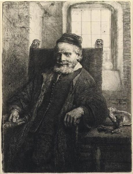 Jan Lutma, Goldsmith (b., Holl. 276; H. 290) Oil Painting by Rembrandt Van Rijn