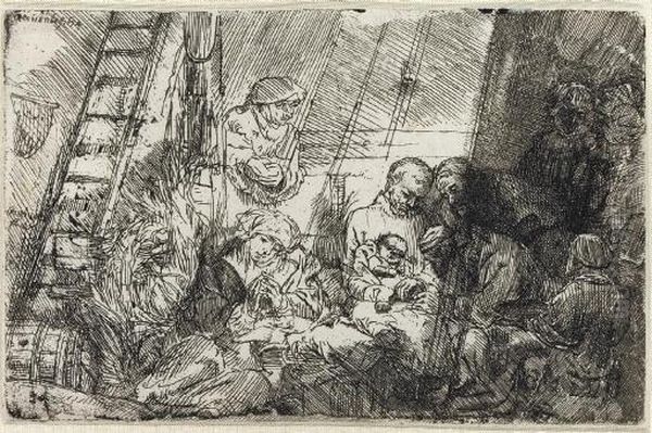 The Circumcision In The Stable (b., Holl. 47; H. 274) Oil Painting by Rembrandt Van Rijn