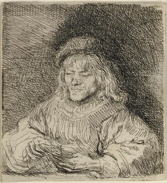 The Card Player (b., Holl. 136; H. 190) Oil Painting by Rembrandt Van Rijn