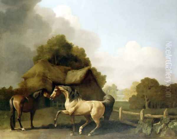 A Roan Stallion and a Bay Mare, 1769 Oil Painting by George Stubbs