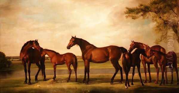 Mares and Foals Disturbed by an Approaching Storm, 1764-66 Oil Painting by George Stubbs