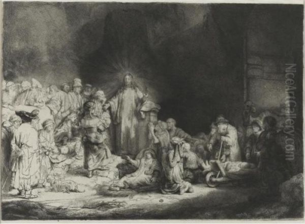 The Hundred Guilder Print (b., Holl. 74; H. 236; Bb. 49-1) Oil Painting by Rembrandt Van Rijn