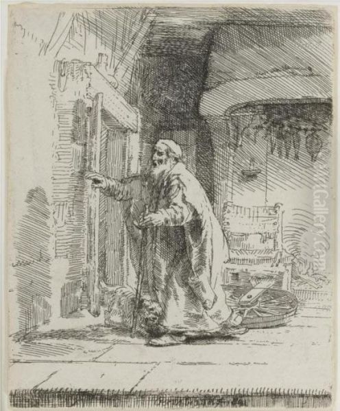 The Blindness Of Tobit: The Larger Plate (b., Holl. 42; H. 252; Bb. 51-d) Oil Painting by Rembrandt Van Rijn