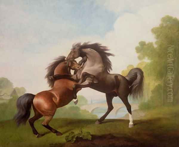 Horses Fighting, 1791 Oil Painting by George Stubbs