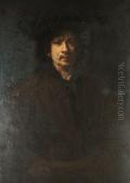 19th Century Self-portrait Oil Painting by Rembrandt Van Rijn