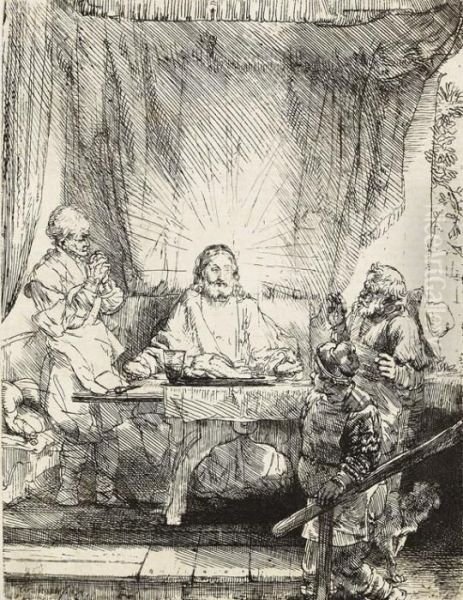 Christus In Emmaus Oil Painting by Rembrandt Van Rijn