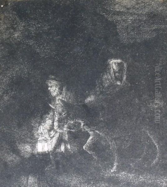 Flight Into Egypt 1651 Oil Painting by Rembrandt Van Rijn