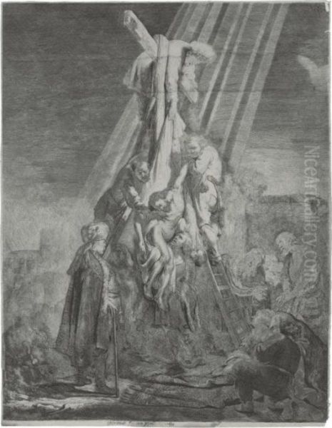 The Descent From The Cross: The Second Plate (b., Holl. 81; H. 103; Bb. 33-c) Oil Painting by Rembrandt Van Rijn