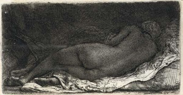 A Negress Lying Down Oil Painting by Rembrandt Van Rijn