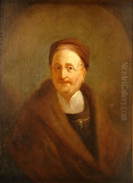 Portrait Of An Old Gentleman In Brown Furcoat Oil Painting by Rembrandt Van Rijn