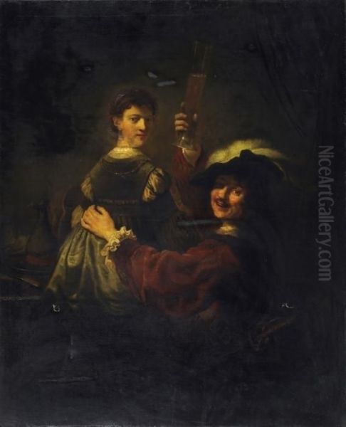 Selfportrait With Saskia Oil Painting by Rembrandt Van Rijn