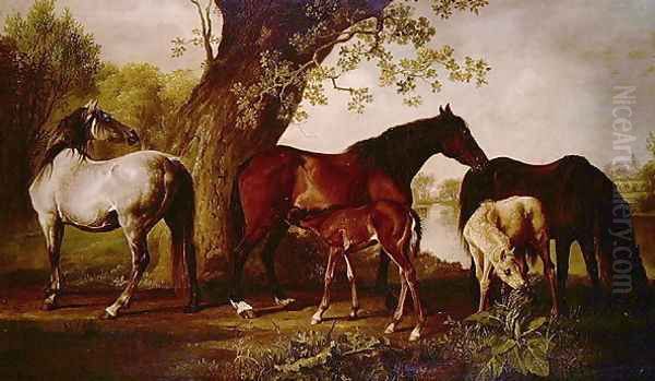 Mare and Foals Oil Painting by George Stubbs