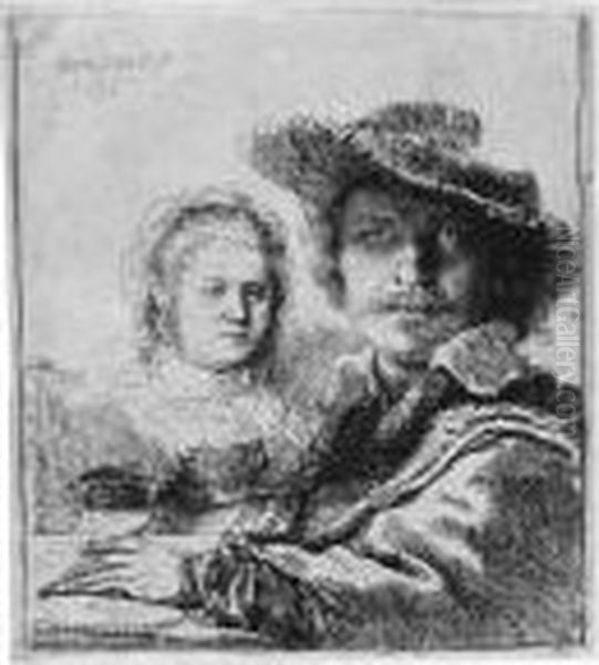 Selbstbildnis Mit Saskia Oil Painting by Rembrandt Van Rijn