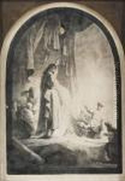 The Raising Of Lazarus: The Larger Plate Oil Painting by Rembrandt Van Rijn