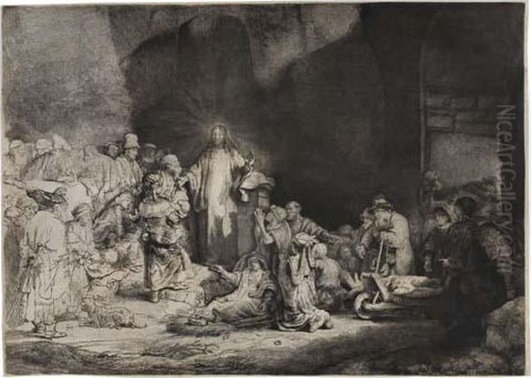 Christ Healing The Sick (the Hundred Guilder Print) Oil Painting by Rembrandt Van Rijn