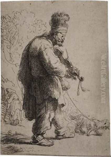 The Blind Fiddler Oil Painting by Rembrandt Van Rijn