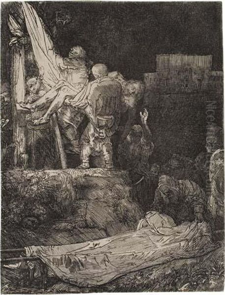 The Descent From The Cross By Torchlight Oil Painting by Rembrandt Van Rijn