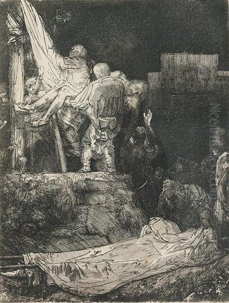 Die Kreuzabnahme Bei Fackelschein. Oil Painting by Rembrandt Van Rijn