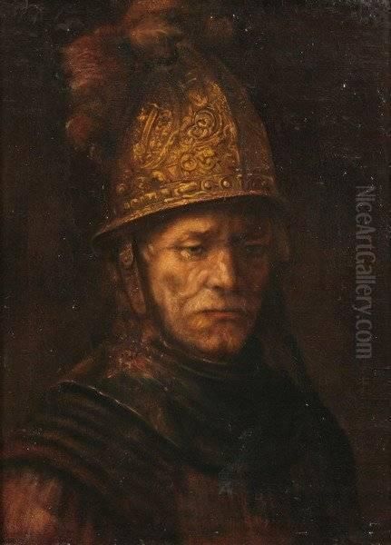 Man In Gold Helmet Oil Painting by Rembrandt Van Rijn