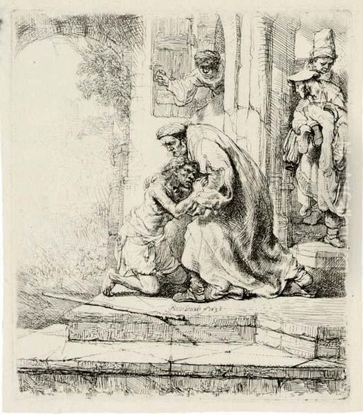 The Return Of The Prodigal Son (b., Holl. 91; H. 147) Oil Painting by Rembrandt Van Rijn