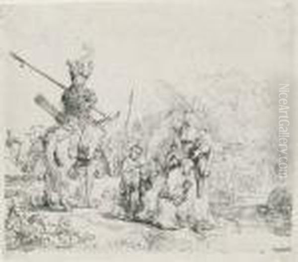 The Baptism Of The Eunuch (b., Holl. 98; H. 182) Oil Painting by Rembrandt Van Rijn