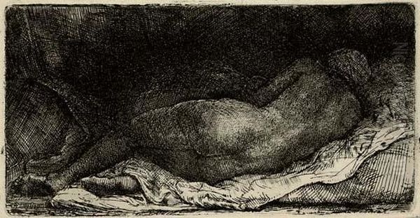 A Negress Lying Down (b., Holl. 205; H. 299) Oil Painting by Rembrandt Van Rijn