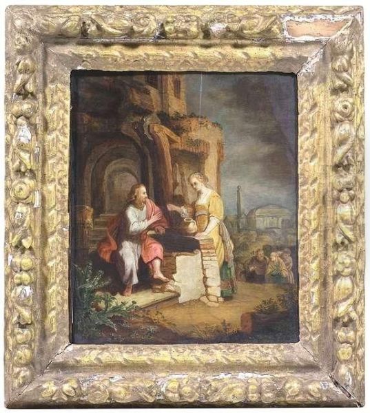 Christ And The Samaritarian Woman. Oil/panel Oil Painting by Rembrandt Van Rijn