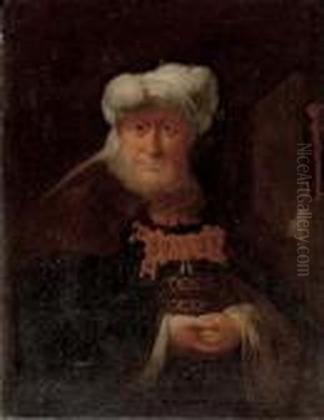 Portrait Of A Gentleman As An Oriental Oil Painting by Rembrandt Van Rijn