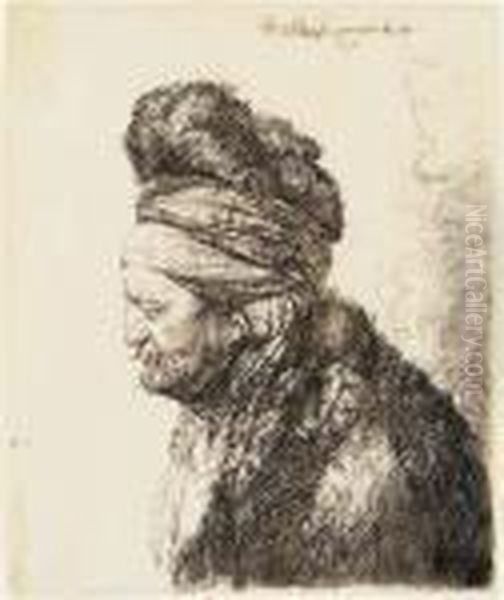 Second Oriental Head Oil Painting by Rembrandt Van Rijn