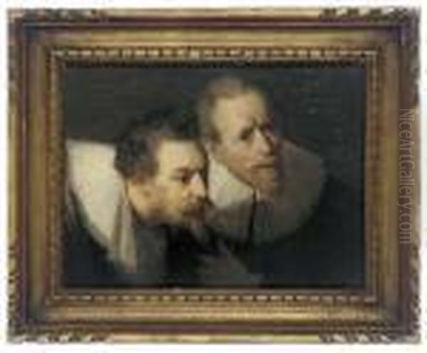 A Study Of The Heads Of Mathijs Kalkoen And Jacob De Witt Oil Painting by Rembrandt Van Rijn