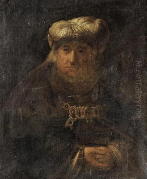 Portrait Of An Elderly Gentleman, Half Length, In Oriental Dress Oil Painting by Rembrandt Van Rijn