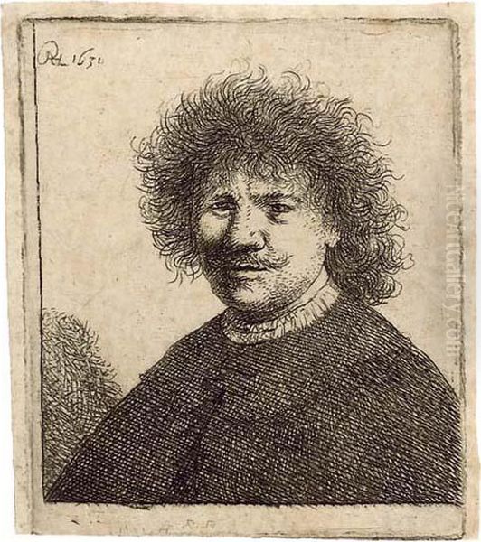 Self-portrait In A Cloak With A Falling Collar: Bust Oil Painting by Rembrandt Van Rijn